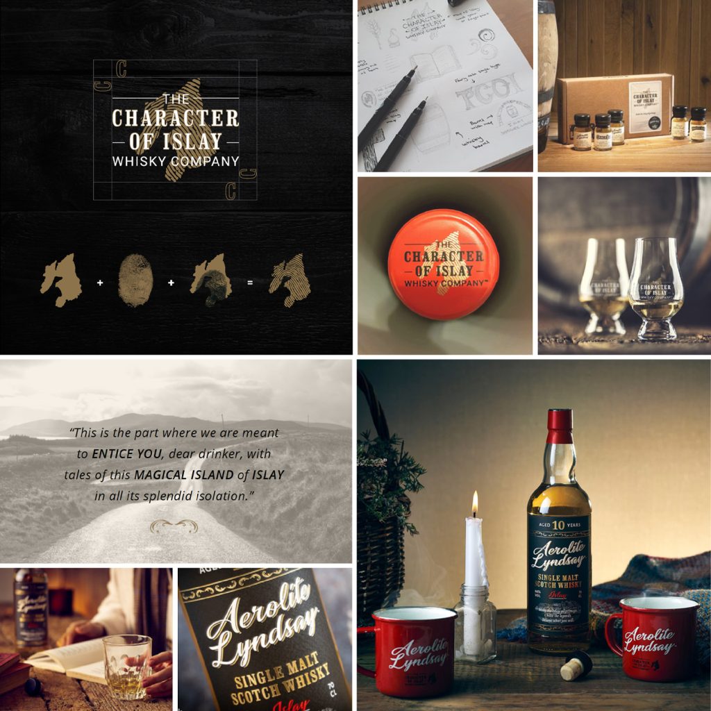 Logo design and branding identity for a whisky brand