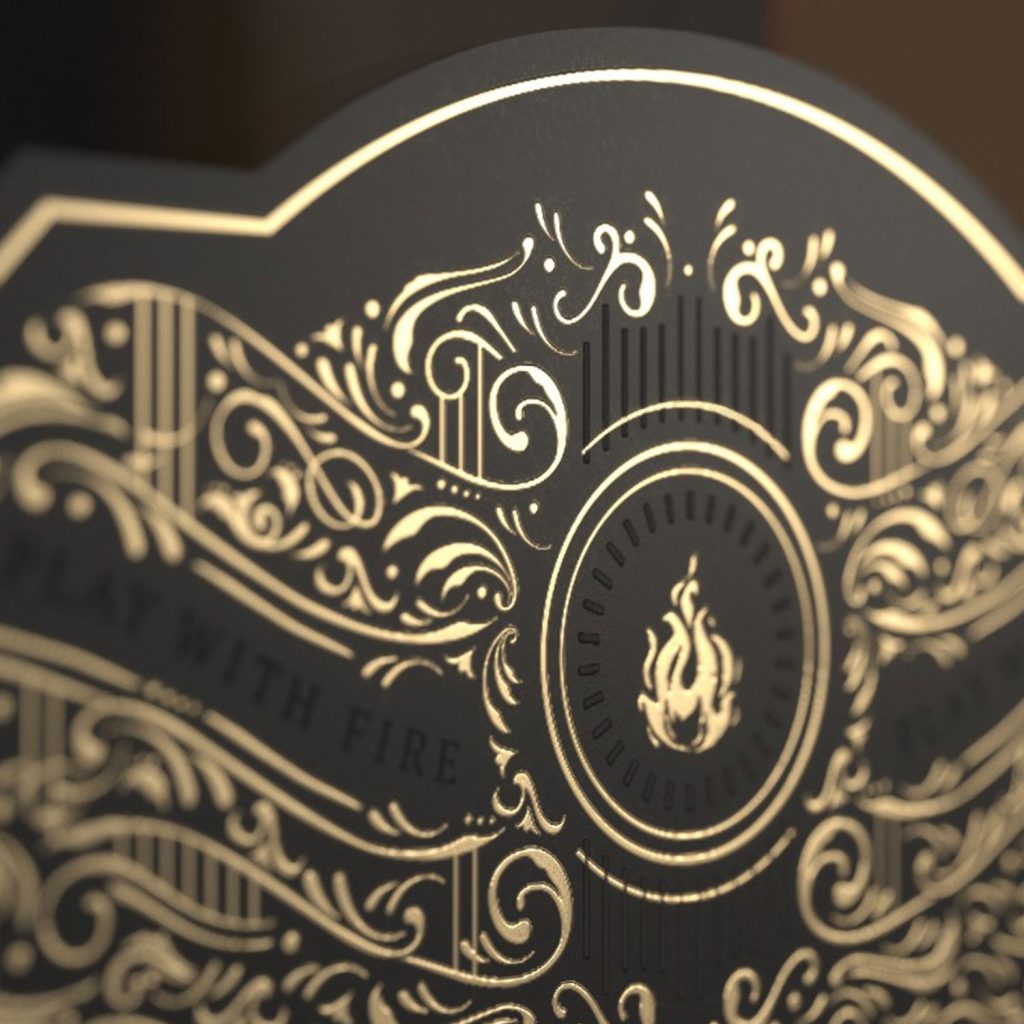 An image showing foil stamping on a whisky label